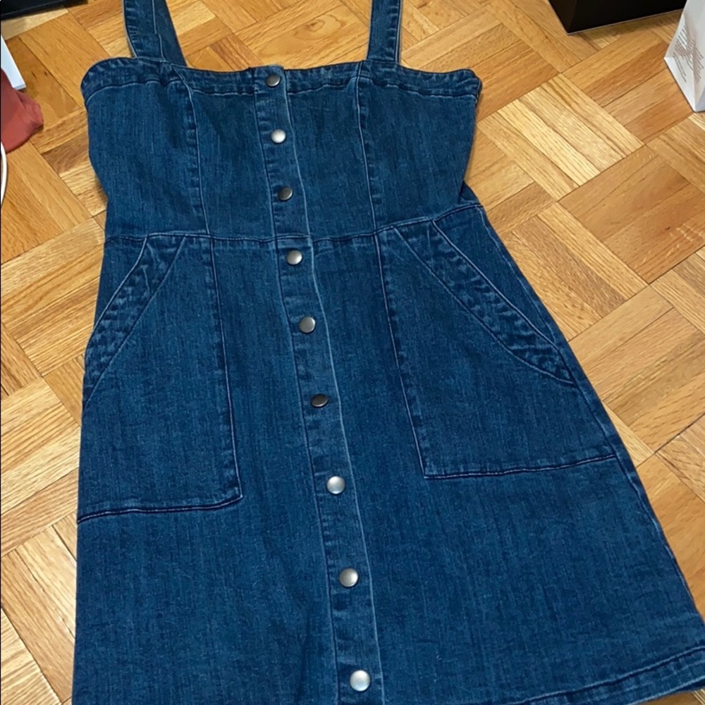 Mini blue denim dress
